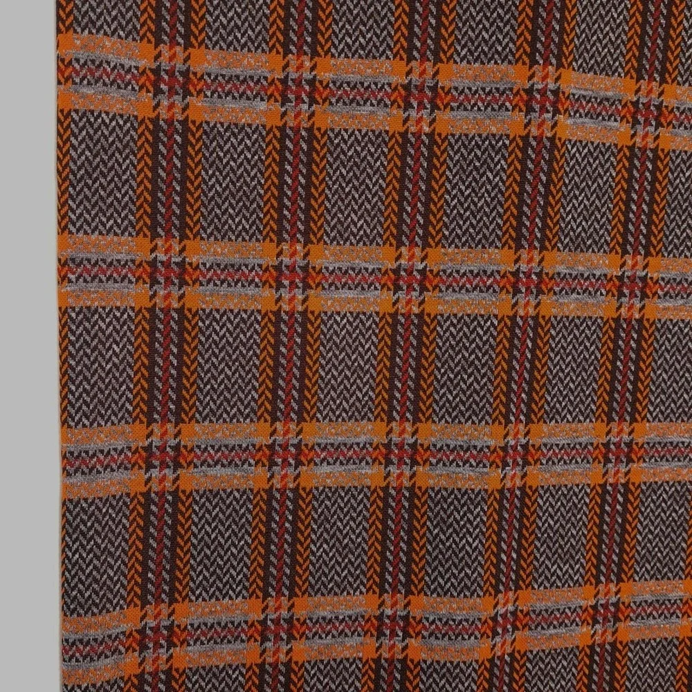 Vintage 1970s Plaid Herringbone Fabric 1.55 Yards 60